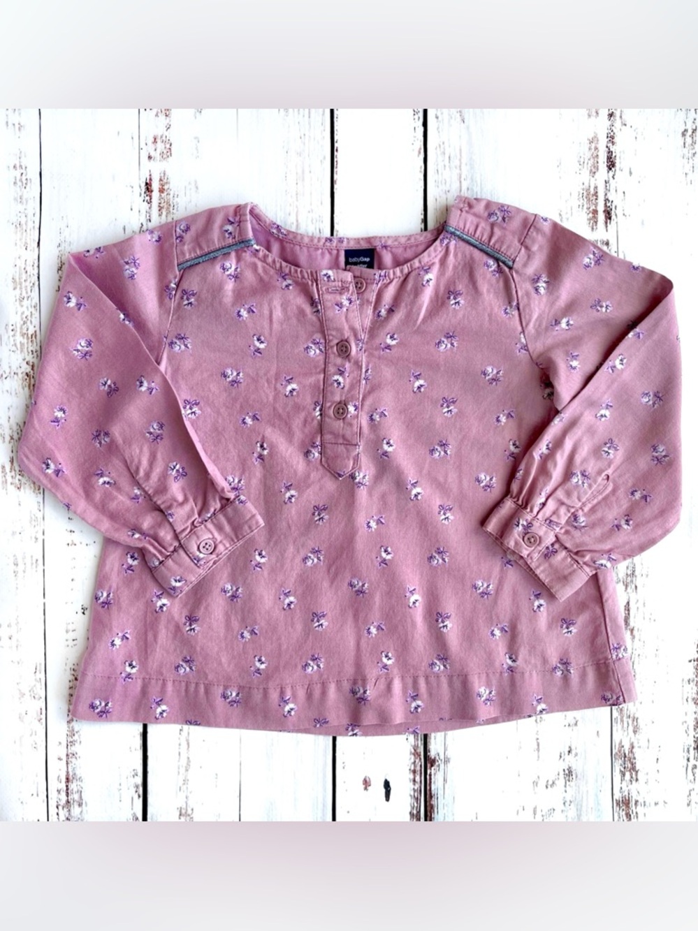 GAP Toddler Mauve Floral Henley Top